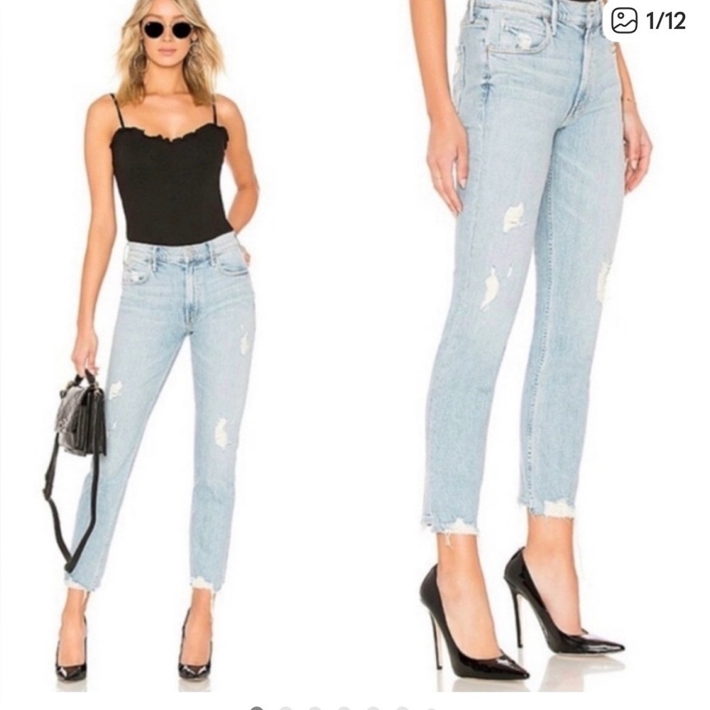 MOTHER Superior The Flirt Ankle Fray Jeans Thanks for Nothin 27 distressed